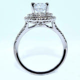 5Ct Round Cut Diamond Dual Halo Split Shank Solitaire Ring 14K White Gold Finish