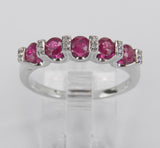 3ct Round Cut Pink Ruby 5 Stone Eternity Engagement Ring 14k White Gold Finish