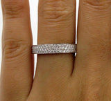 3.5ct Round Brilliant Diamond 3 Row Eternity Wedding Band 18K White Gold Over