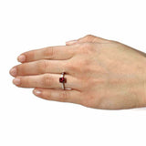 1ct Cushion Cut Red Garnet Engagement Ring Solitaire Women 14k White Gold Finish