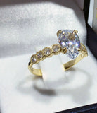 1.7ct Engagement Ring Pear Cut Diamond Accents Solitaire 14k Yellow Gold Finish
