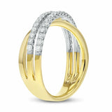 2ct Wedding Ring Band Round Cut Diamond Stylish Split Design 14k DualGold Finish