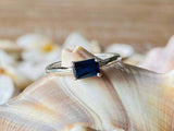1ct Engagement Ring Radiant Cut Blue Sapphire Solitaire 14k White Gold Finish