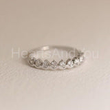 0.3ct Round Cut Moissanite Half Eternity Wedding Band 14k White Gold Plated