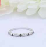 1ct Round Black Diamond Wedding Band Stackable Half Eternity 14k White Gold Over