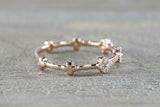 1ct Round Cut Diamond Wedding Band 14k Rose Gold Finish Petite Floral Stackable