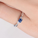 0.3ct Princess Blue Sapphire Engagement Ring Diamond Accents 14k White Gold Over