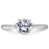 1ct Round Cut Diamond Engagement Ring Solitaire Collar Accent 14k WhiteGold Over