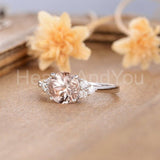 1ct Round Cut Simulated Morganite Petite Engagement Ring 14k Rose Gold Plated