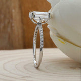 1.6ct Emerald Diamond Engagement Ring Solitaire 14k White Gold Over with Accents