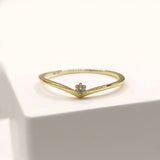0.1ct Round Cut Moissanite Curved Minimalist Engage Ring 14k Yellow Gold Plated