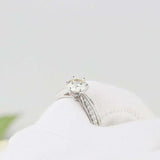3ct Round Cut Diamond Engagement Ring Dual Row Accent Women 14k WhiteGold Finish