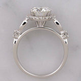 3Ct Round Cut Diamond Accent Halo Solitaire Engagement Ring 18K WhiteGold Finish