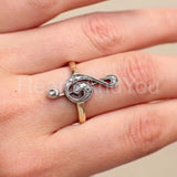 0.3ct Round Cut Moissanite Musical Note Engagement Ring 14k Yellow Gold Plated