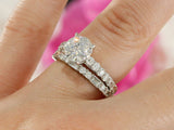3ct Round Cut Diamond Bridal Ring Set Unique Baguette Band 14k White Gold Finish