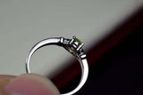 0.4ct Engagement Ring Oval Cut Green Peridot Solitaire 14k White Gold Finish