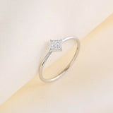 0.1ct Round Cut Diamond Engagement Ring Minimalist Cluster 14k White Gold Finish