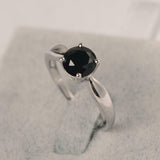 1.5ct Round Cut Black Diamond Classic 4 Prong Solitaire Ring 14k White Gold Over