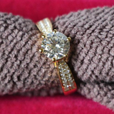 2Ct Round Diamond Solitaire Engagement Ring 14K Yellow Gold Over Two Row Accent