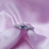 0.5ct Round Cut Simulated Amethyst Milgrain Engagement Ring 14k WhiteGold Plated