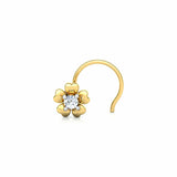 0.3ct Round Cut Diamond Floral Twist Nose Pin Ring Piercing 14k Yellow Gold Over