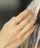 0.3ct Pearl Dangling Women Chain Ring 14k Yellow Gold Finish