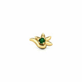 0.2ct Round Cut Green Emerald Floral Nose Pin Ring Piercing 14k Yellow Gold Over