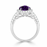 3Ct Oval Cut Purple Amethyst Engagement Ring 14K White Gold Finish Diamond Halo