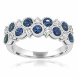 2ct Round Cut Blue Sapphire Cocktail Eternity Wedding Band 14k White Gold Finish