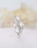 1.5ct Round Diamond Engagement Ring Hexagon Antique Inspired 14k White Gold Over