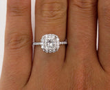 2.5Ct Radiant Cut VVS1 Diamond Accent Halo Engagement Ring 14K White Gold Finish