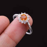 0.5ct Engagement Ring Round Cut Yellow Citrine Diamond Halo 14k WhiteGold Finish