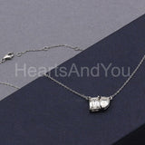 2ct Emerald Simulated Diamond Toi Et Moi Pendant Chain 14k White Gold Plated