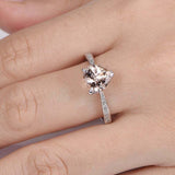 1.5ct Emerald Cut Morganite Engagement Ring Solitaire Accent 14k White Gold Over