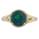 2.3ct Engagement Ring Round Cut Green Emerald Split Shank 14k Yellow Gold Finish