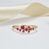 1ct Round Cut Pink Ruby Engagement Ring Cluster Minimalist 14k YellowGold Finish