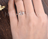 1ct Oval Cut Simulated Morganite Three Stone Engagement Ring 14k RoseGold Plated