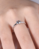 0.4ct Round Cut Blue Aquamarine Engagement Ring Solitaire 14k White Gold Finish