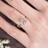 1.2ct Princess Cut Simulated Morganite Halo Engagement Ring 14k Rose Gold Plated