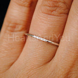 0.1ct Round Cut Moissanite Minimalist Women Wedding Band 14K White Gold Plated