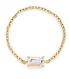 0.4ct Emerald Cut Diamond Chain Engagement Ring 14k Yellow Gold Finish