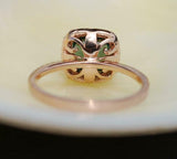 1.4ct Engagement Ring Cushion Blue Sapphire Round Accent Halo 14k Rose Gold Over