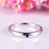 0.2ct Round Blue Sapphire Engagement Ring Solitaire Promise 14k White Gold Over