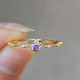 0.5ct Round Cut Simulated Amethyst Minimal Engagement Ring 14k White Gold Plated