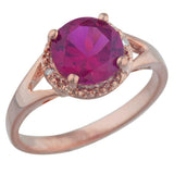 2.3ct Engagement Ring Round Cut Pink Ruby Split Shank 14k Rose Gold Finish