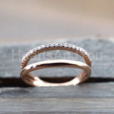 0.2ct Round Cut Moissanite Dual Row Split Band Women Band 14k Rose Gold Plated