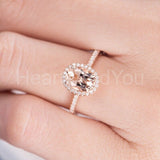 1.45ct Oval Cut Simulated Morganite Halo Engagement Ring 14k Rose Gold Plated