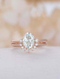 1ct Oval Cut Diamond Engagement Ring Round Accent Trilogy 14k Rose Gold Finish