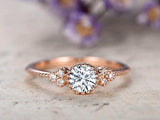 0.5ct Round Cut Diamond Engagement Ring Petite Minimalist 14k Rose Gold Finish