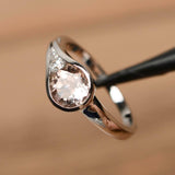 1ct Engagement Ring Round Cut Morganite Stylish Channel Set 14k White Gold Over